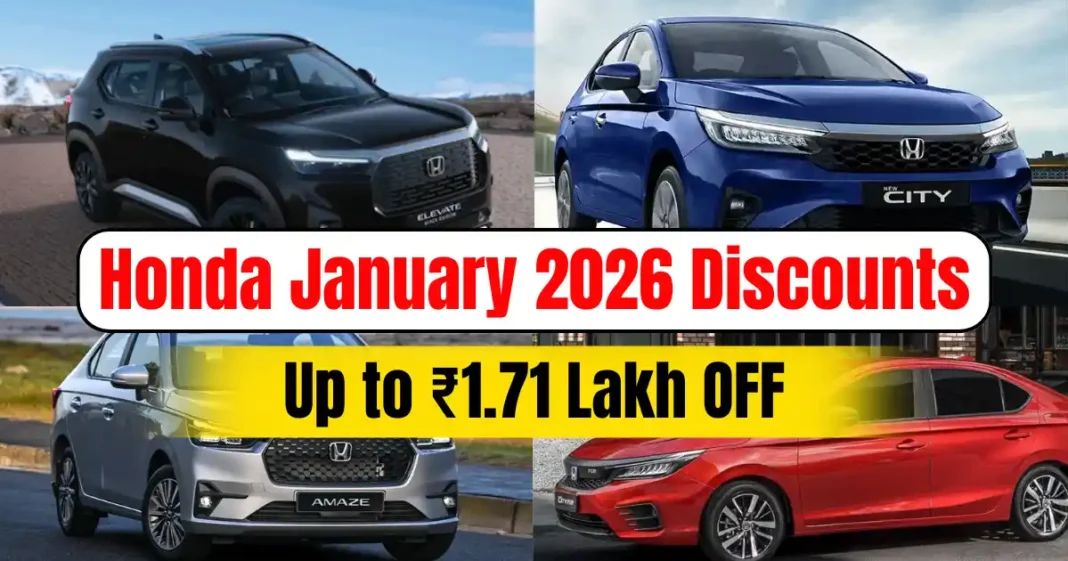 Honda January 2026 Discounts: City Gets Up to ₹1.33 Lakh, Elevate Up to ₹1.71 Lakh